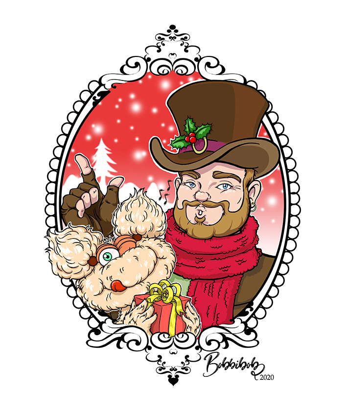 Archibald et Bobinette dans une illustration festive de Noël